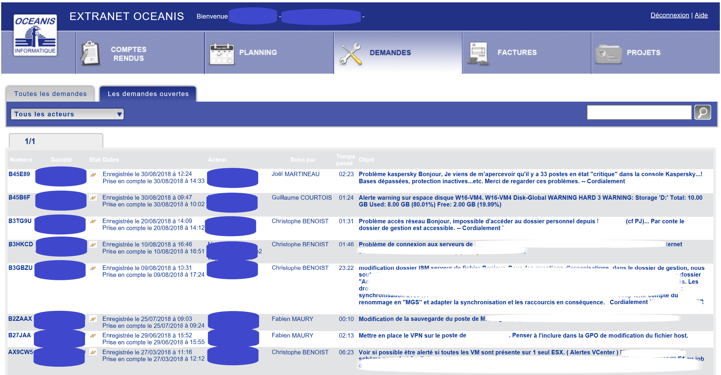 Extranet - Gestion des demandes